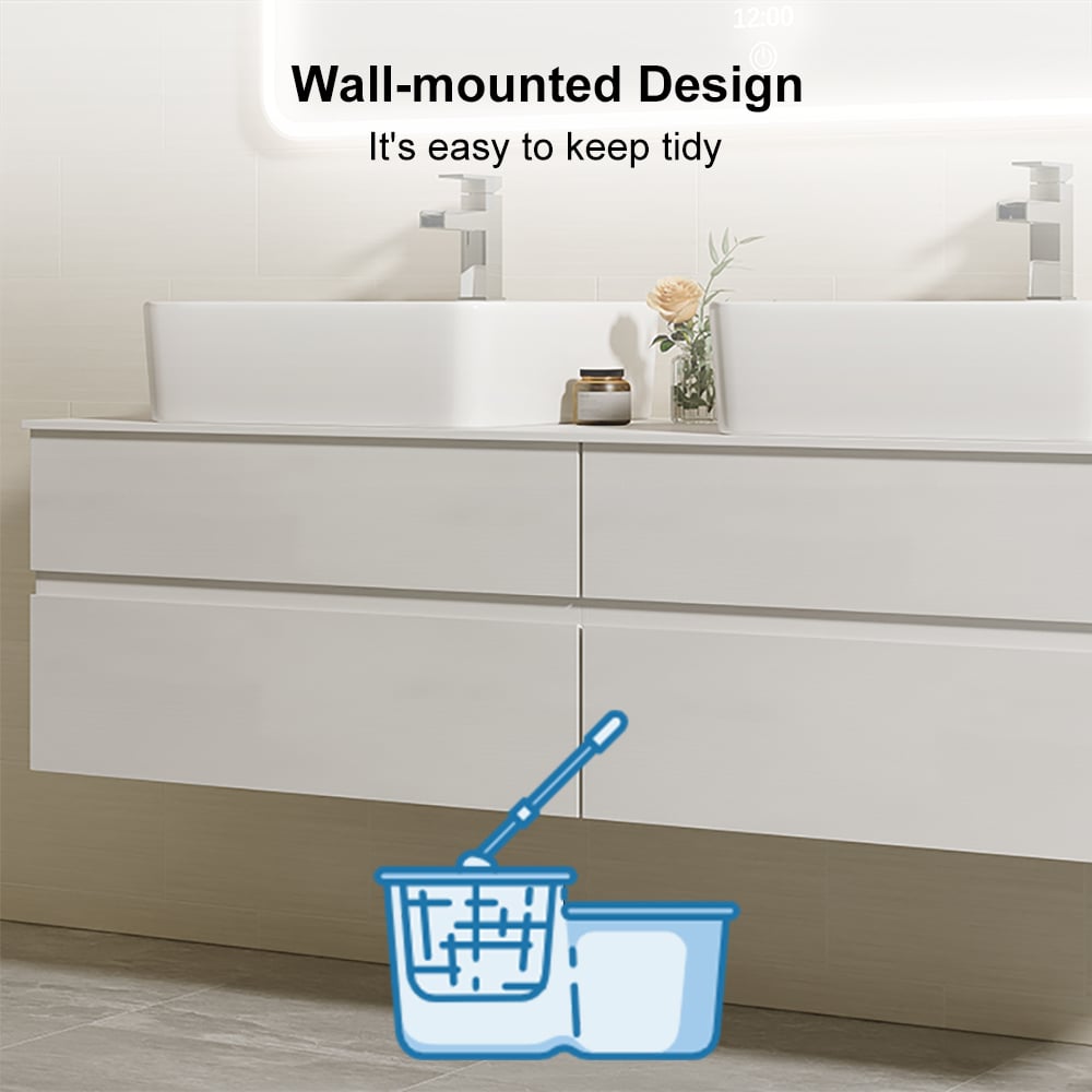 60" Floating Bathroom Vanity Set with Faux Marble Top & Ceramic Vessel Sink