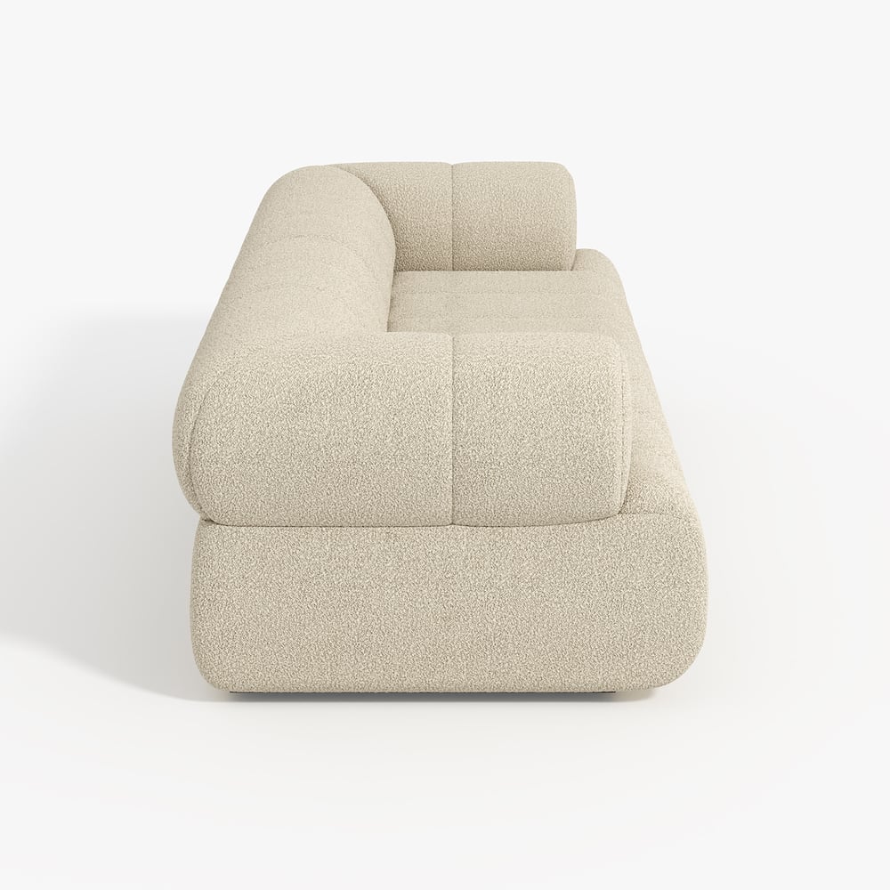 Beige upholstered chair on a white background