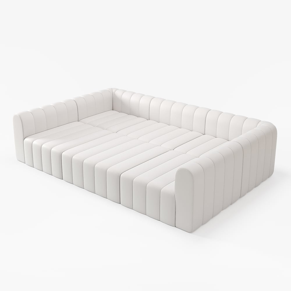 White tufted sofa on a white background