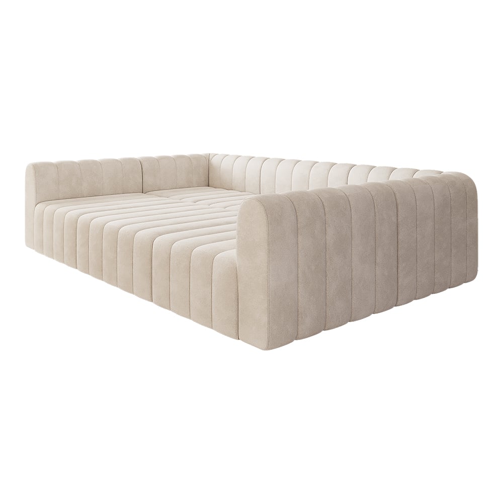 Off white sectional sofa on a white background