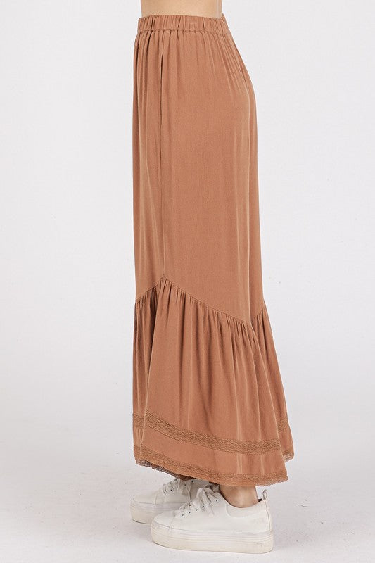 Whispering Lace Asymmetric Ruffle Pants