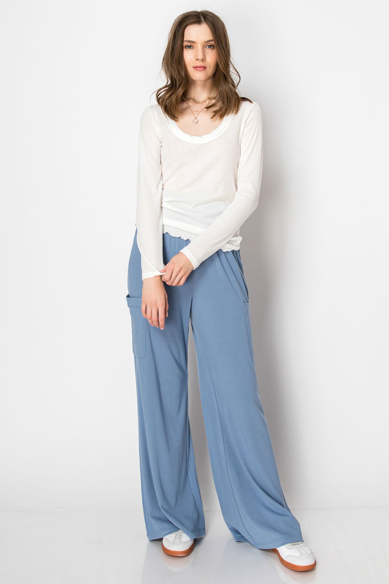 Wide Band Jersey Knit Pants