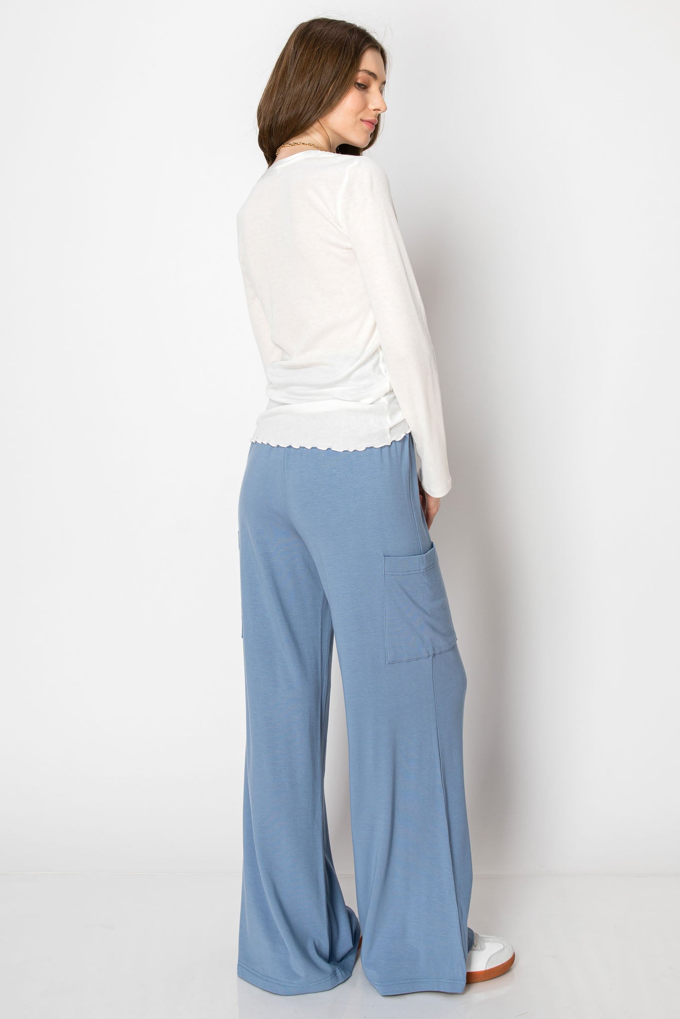 Wide Band Jersey Knit Pants