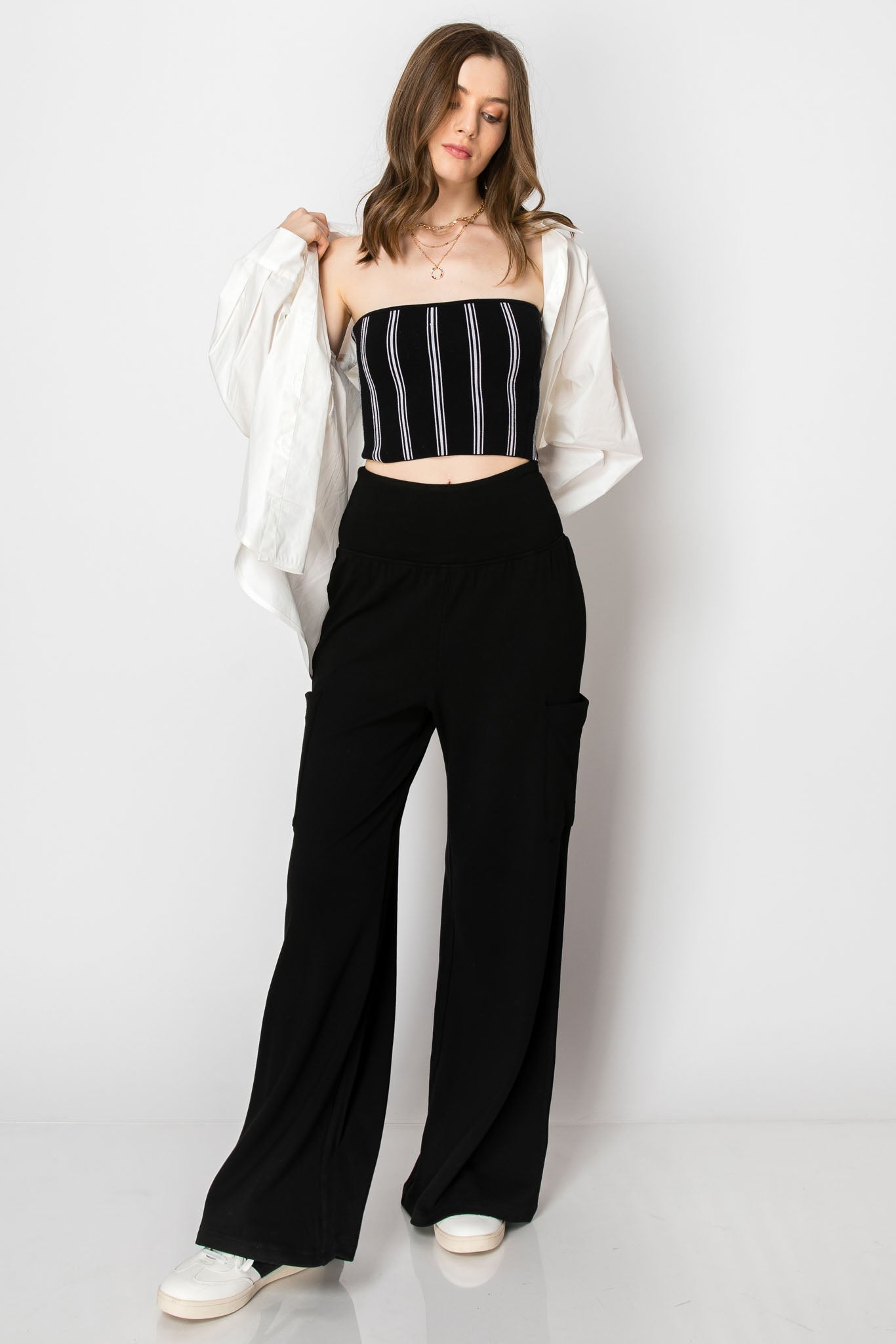 Wide Band Jersey Knit Pants