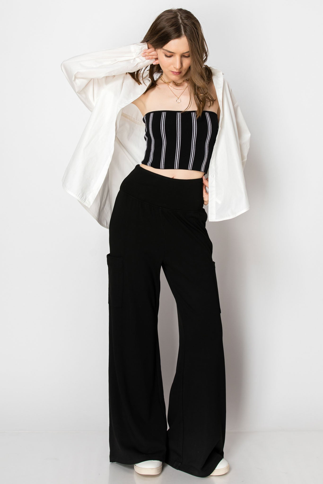 Wide Band Jersey Knit Pants