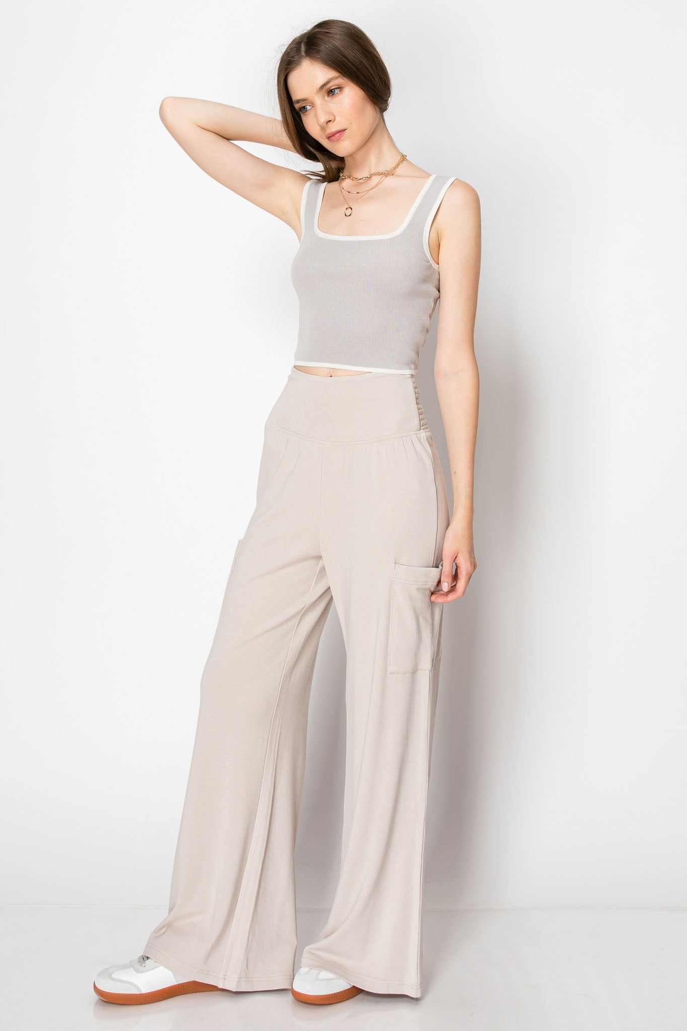 Wide Band Jersey Knit Pants