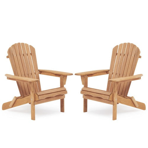 2-Piece Folding Wooden Adirondack Chair Set