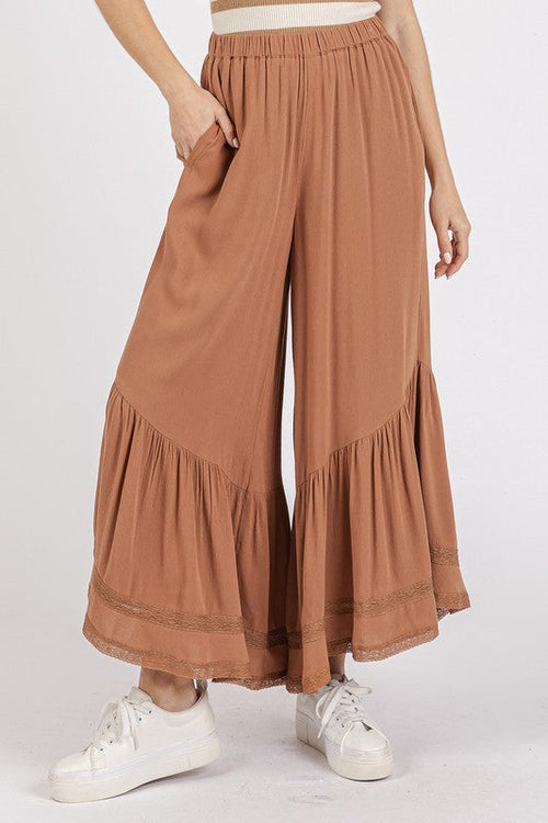 Whispering Lace Asymmetric Ruffle Pants