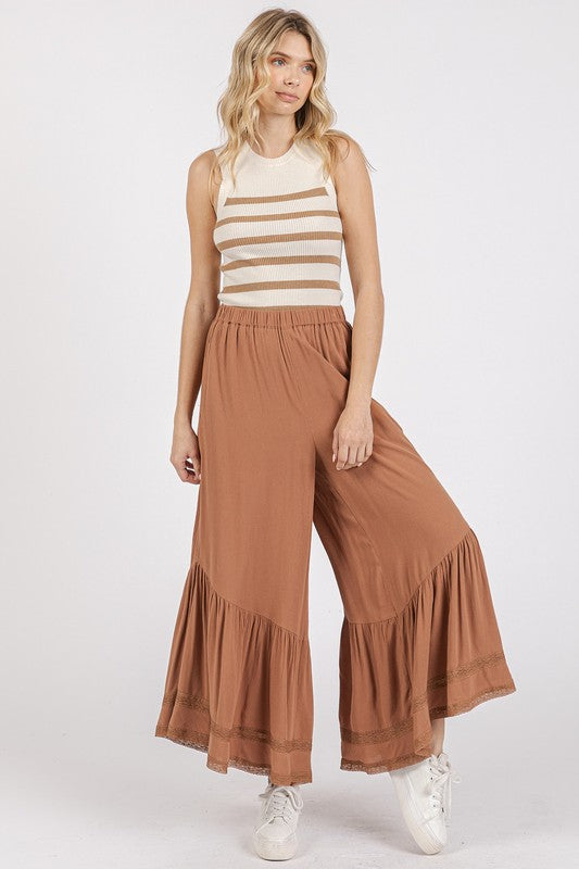 Whispering Lace Asymmetric Ruffle Pants