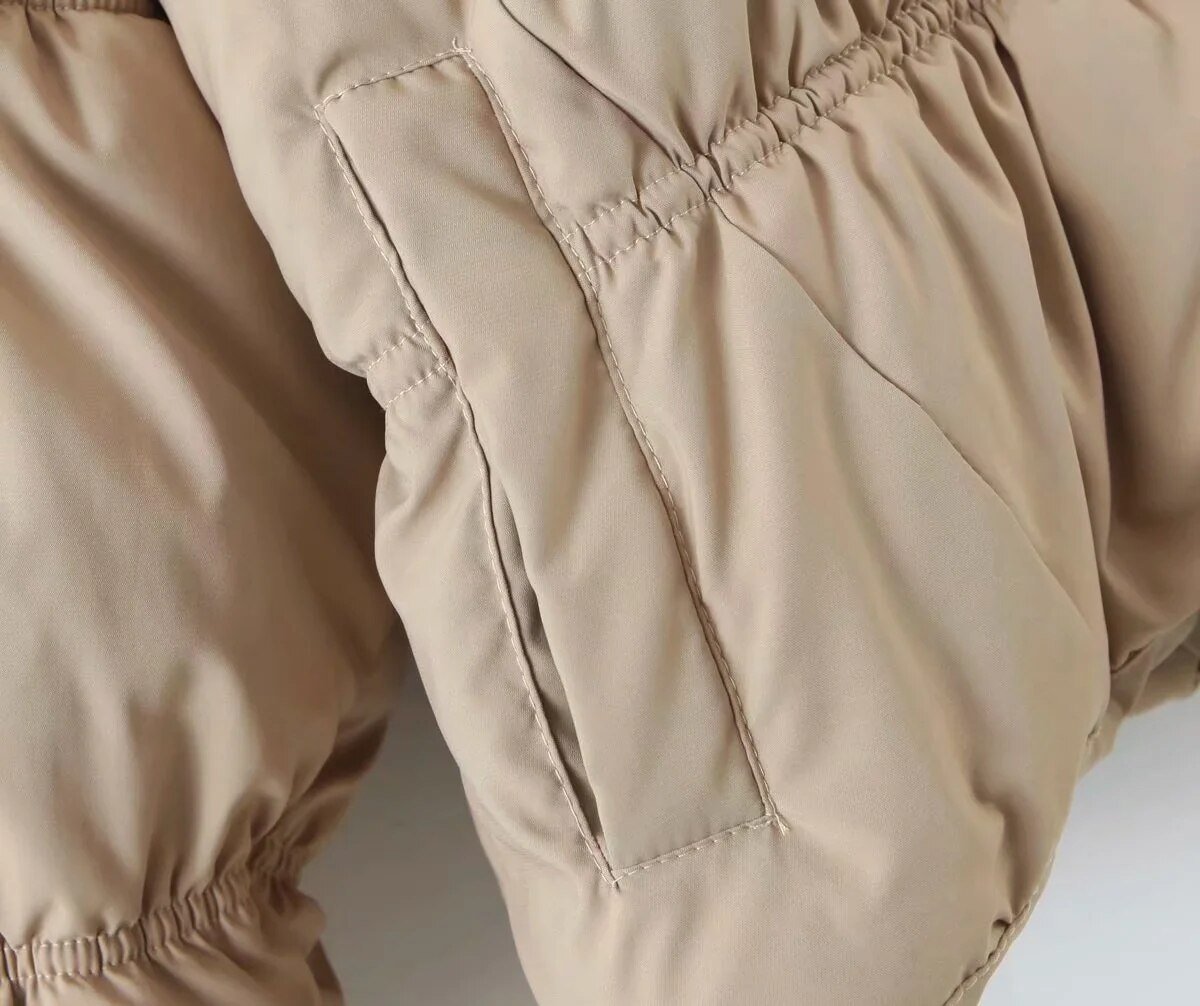 Women's Solid Standard Collar Zipper Parka
