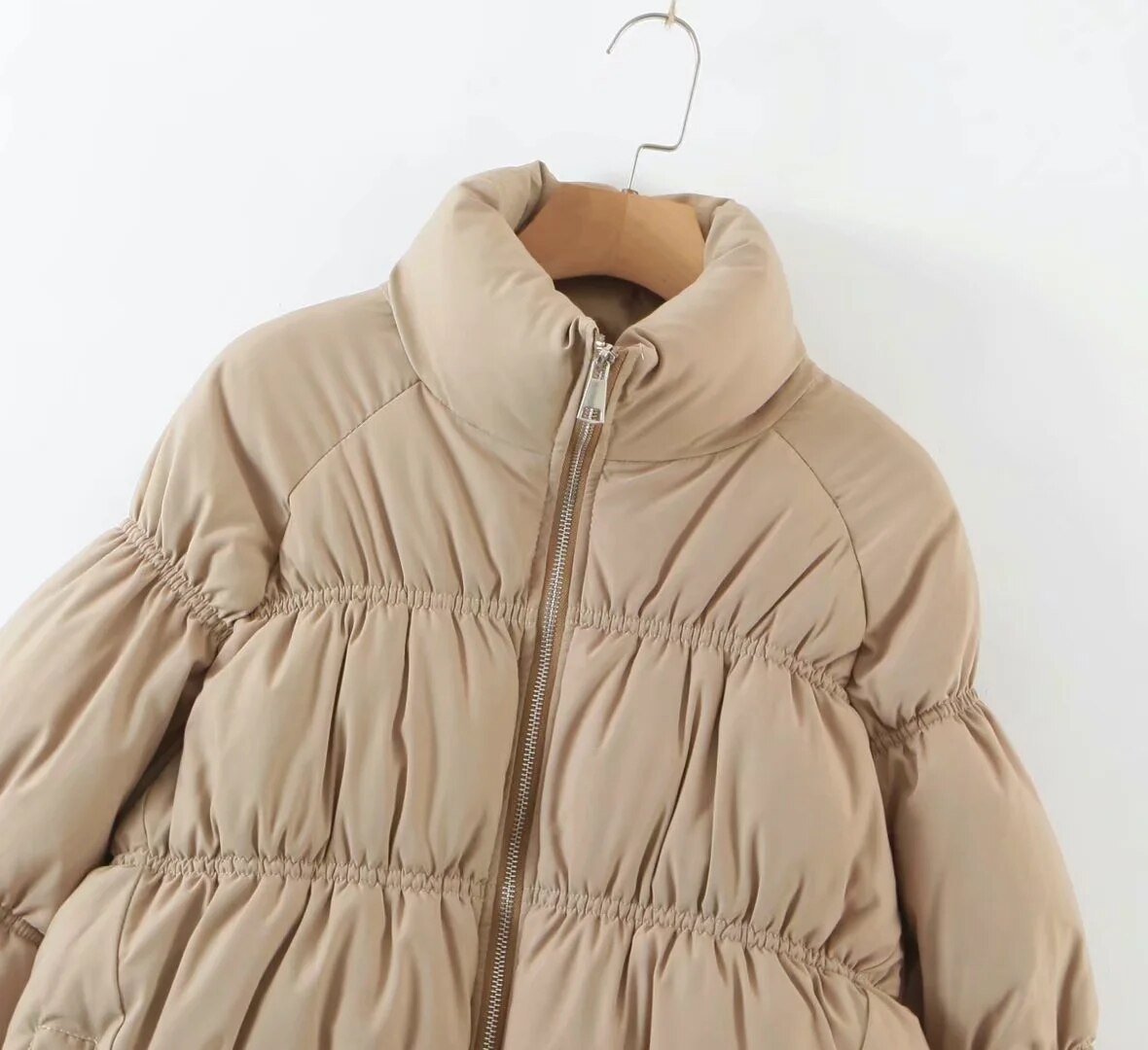 Women's Solid Standard Collar Zipper Parka