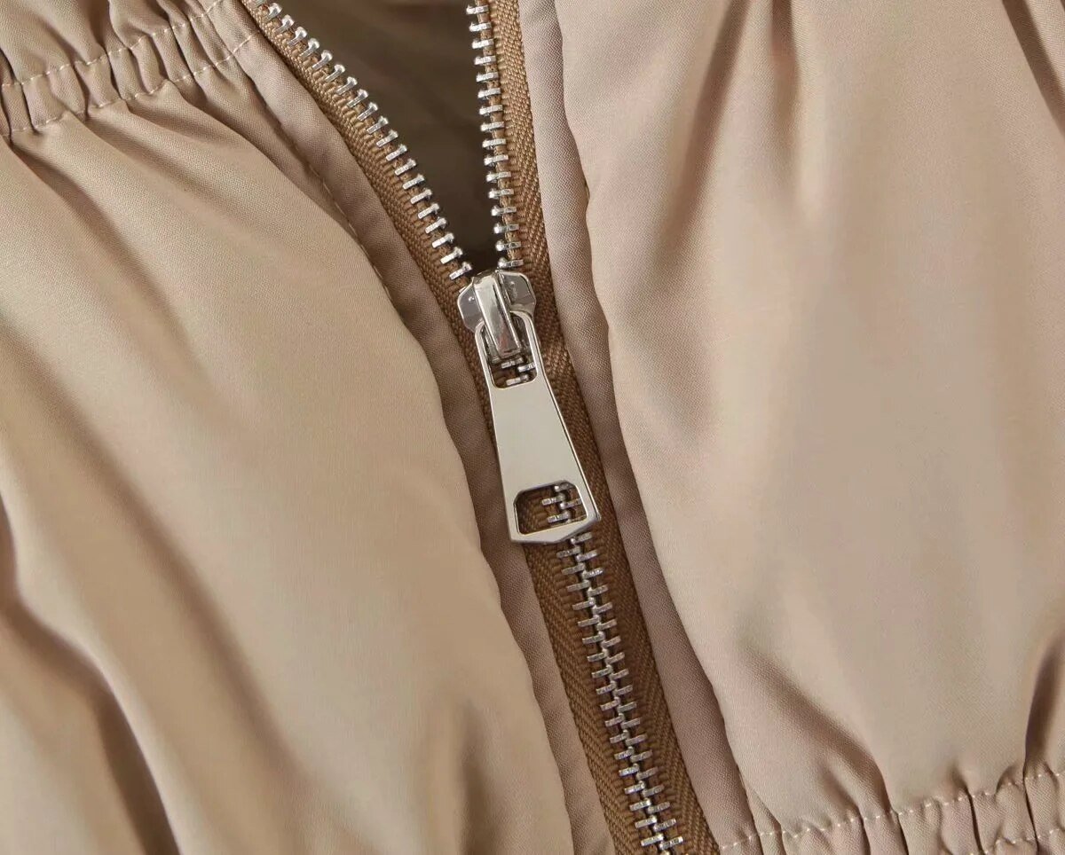 Women's Solid Standard Collar Zipper Parka
