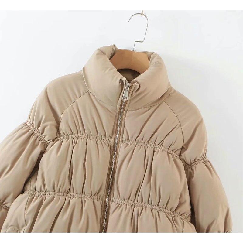 Women's Solid Standard Collar Zipper Parka