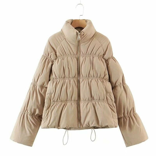 Women's Solid Standard Collar Zipper Parka