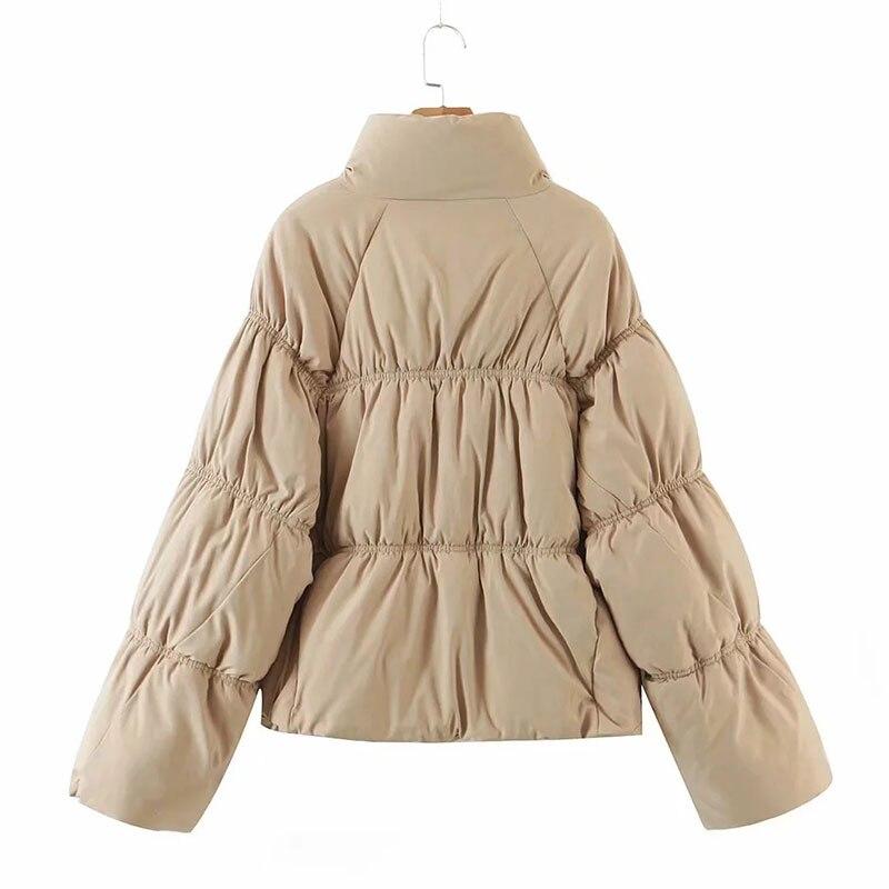 Women's Solid Standard Collar Zipper Parka