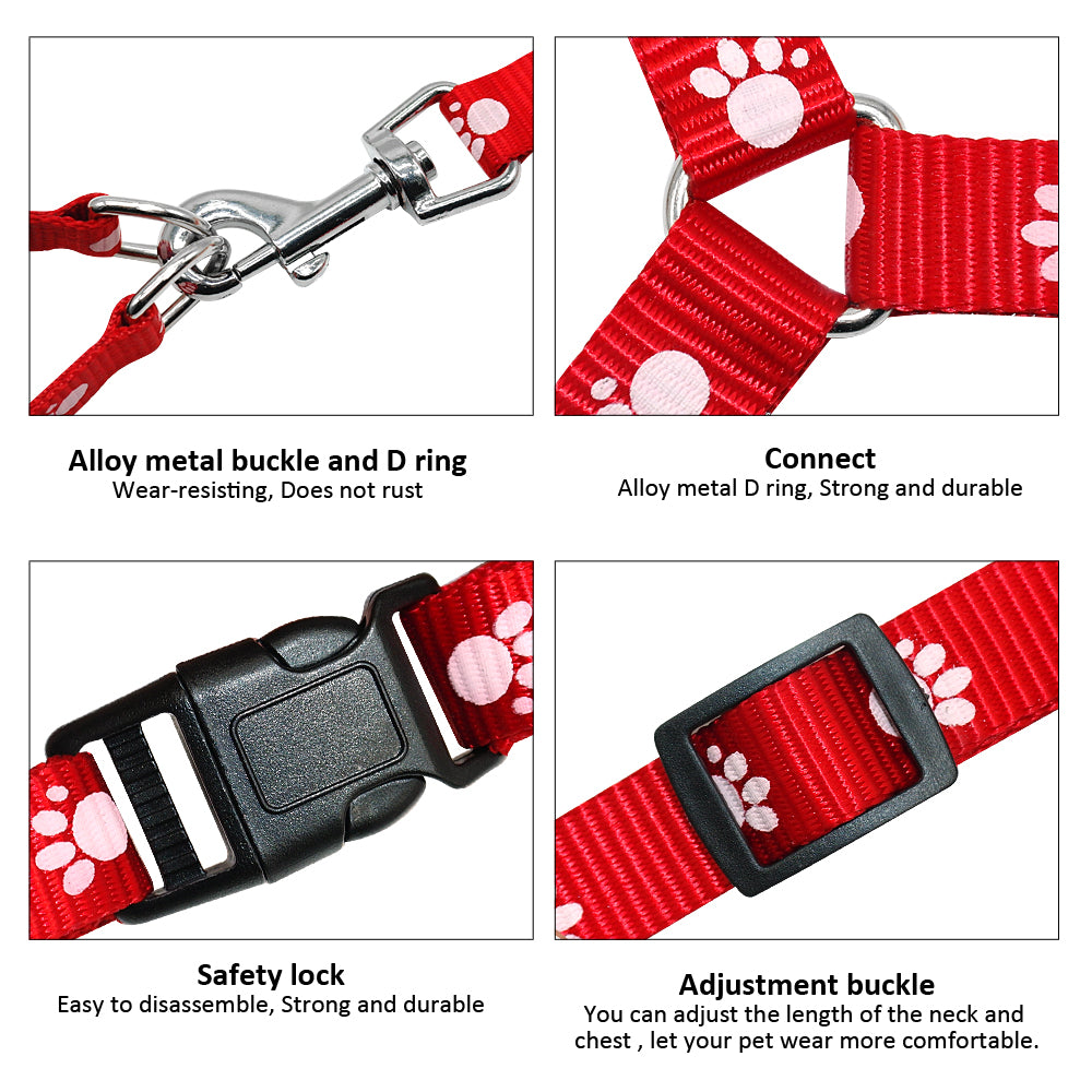 Nylon Dog Harness and Leash Set Adjustable Paw