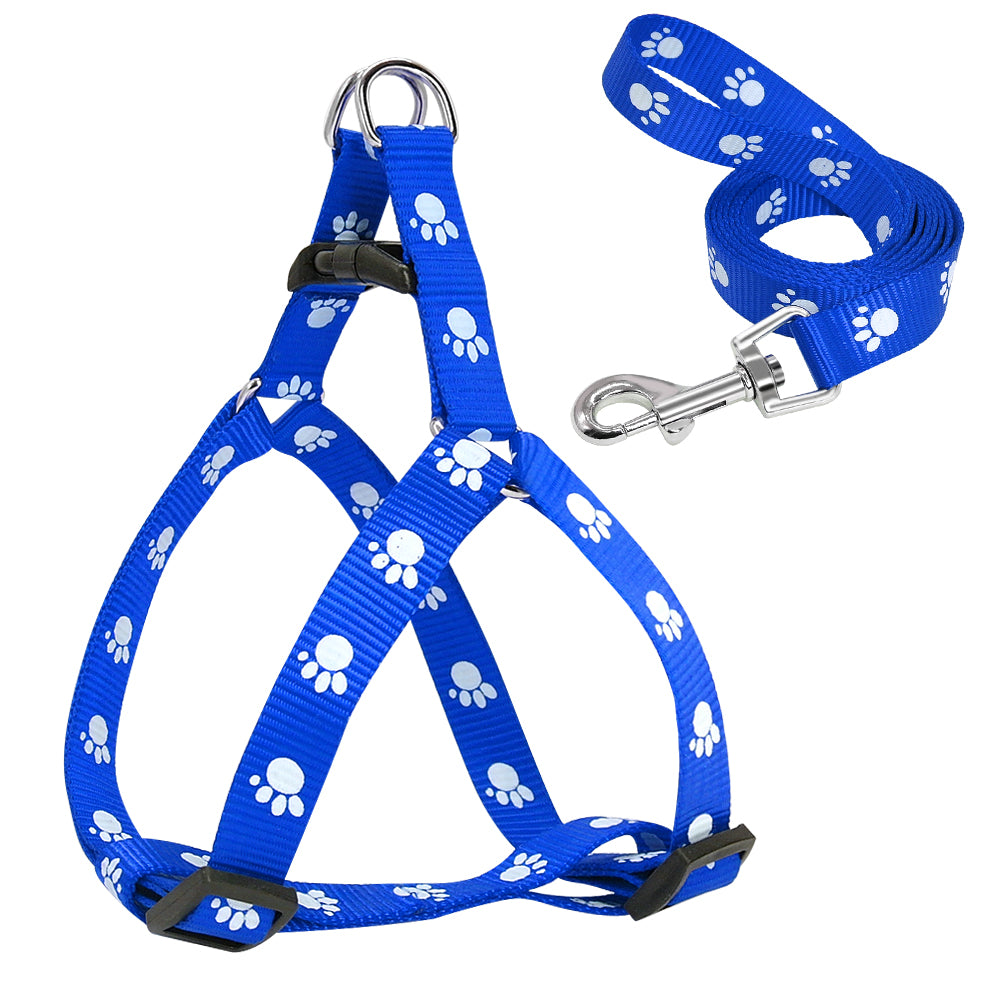 Nylon Dog Harness and Leash Set Adjustable Paw