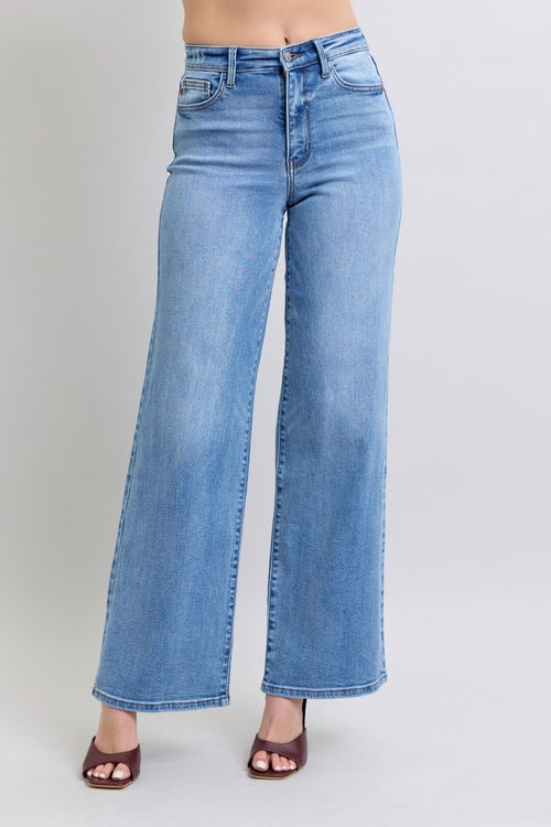 High-Waist Wide Leg Jeans with Functional Pockets