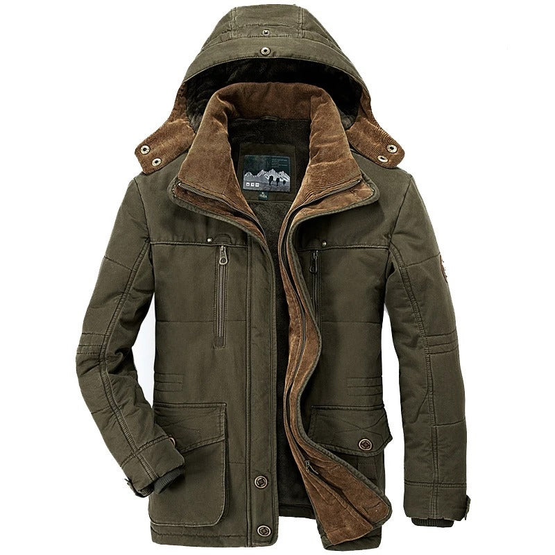 Men's Hooded Winter Parka with Plush Fleece Lining