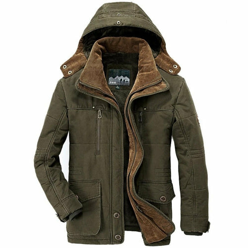 Men's Hooded Winter Parka with Plush Fleece Lining