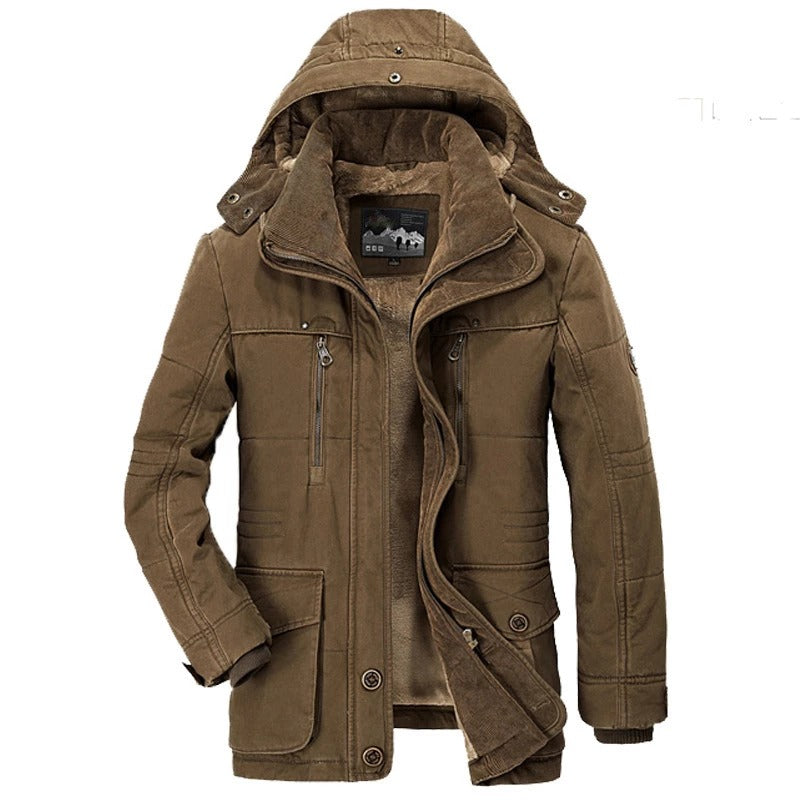 Men's Hooded Winter Parka with Plush Fleece Lining