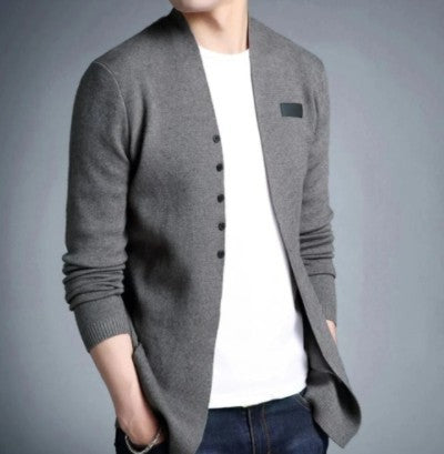 Men's Slim Fit Cardigan with Decorative Buttons