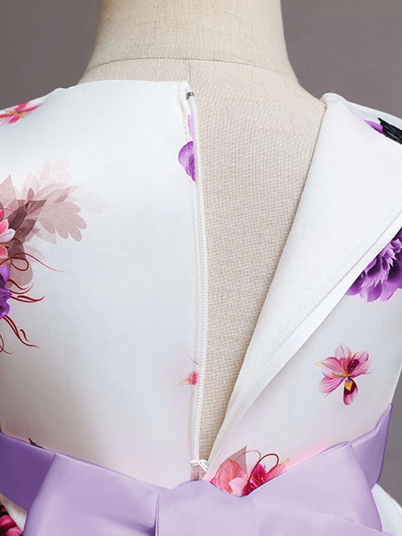 Girl's Satin Floral Printed Frock Knee Length Short Frocks 1-2-YEAR