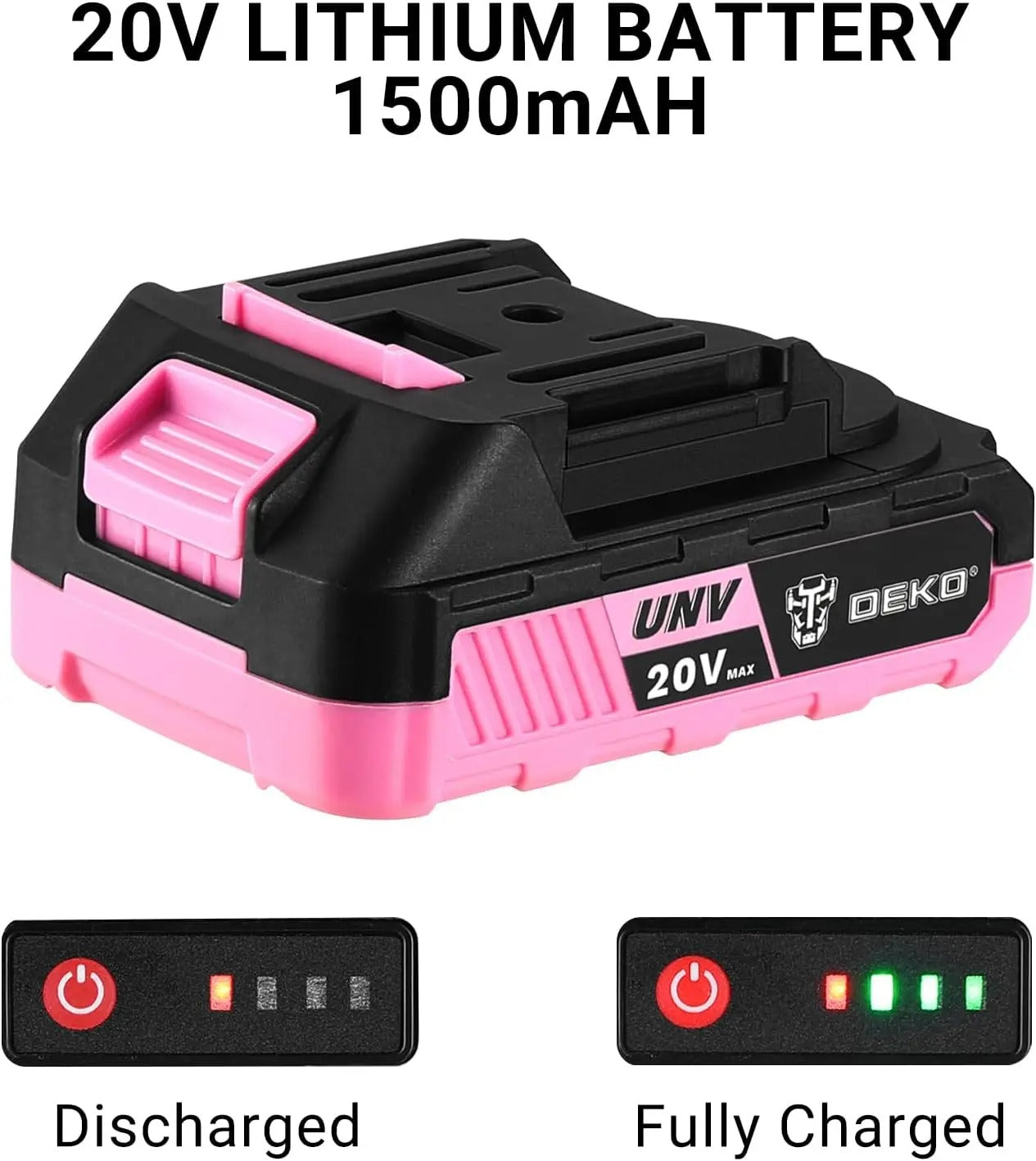 Power Drill Cordless: DEKO Pink Cordless Drill 20V Electric Set Tool