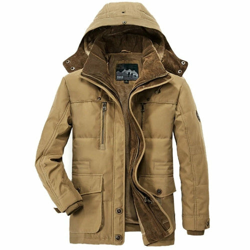 Men's Hooded Winter Parka with Plush Fleece Lining