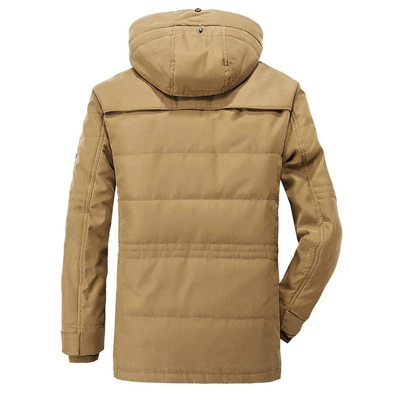 Men's Hooded Winter Parka with Plush Fleece Lining