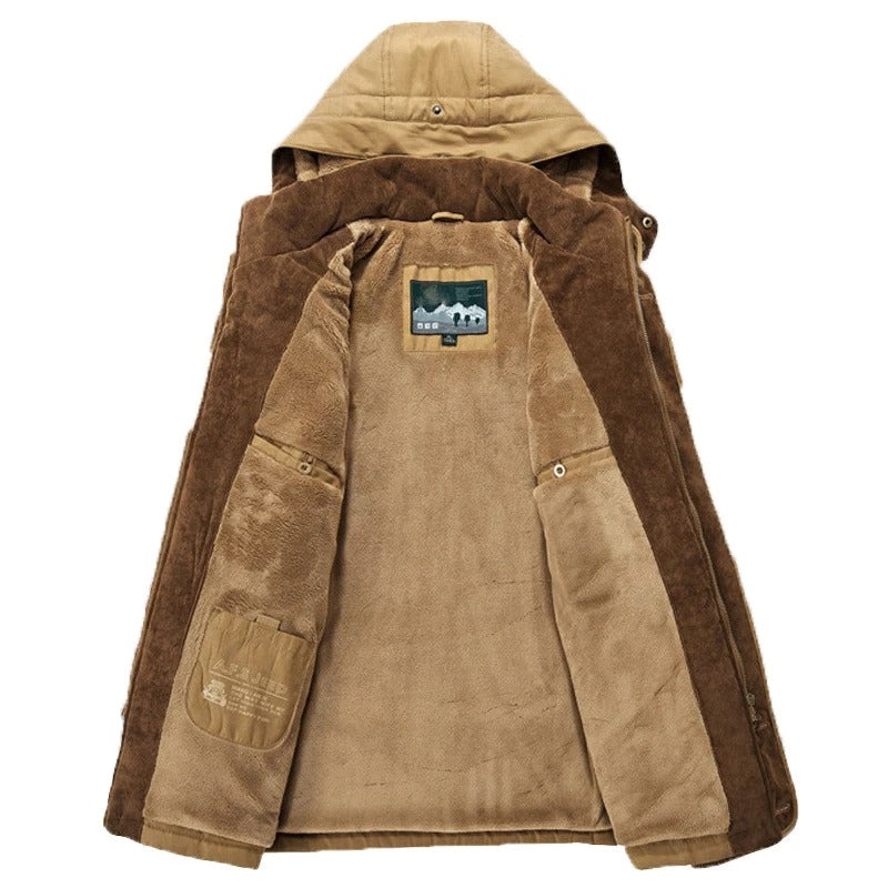 Men's Hooded Winter Parka with Plush Fleece Lining