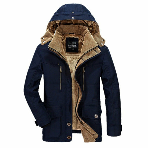 Men's Hooded Winter Parka with Plush Fleece Lining