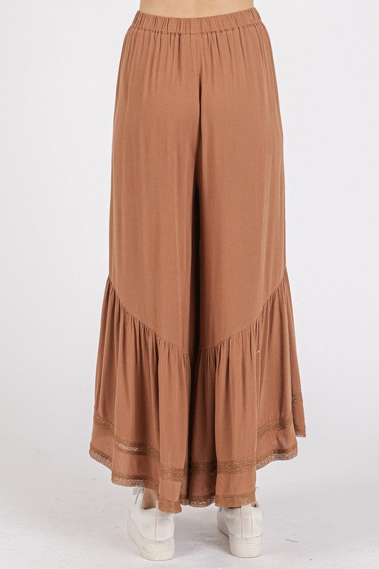Whispering Lace Asymmetric Ruffle Pants