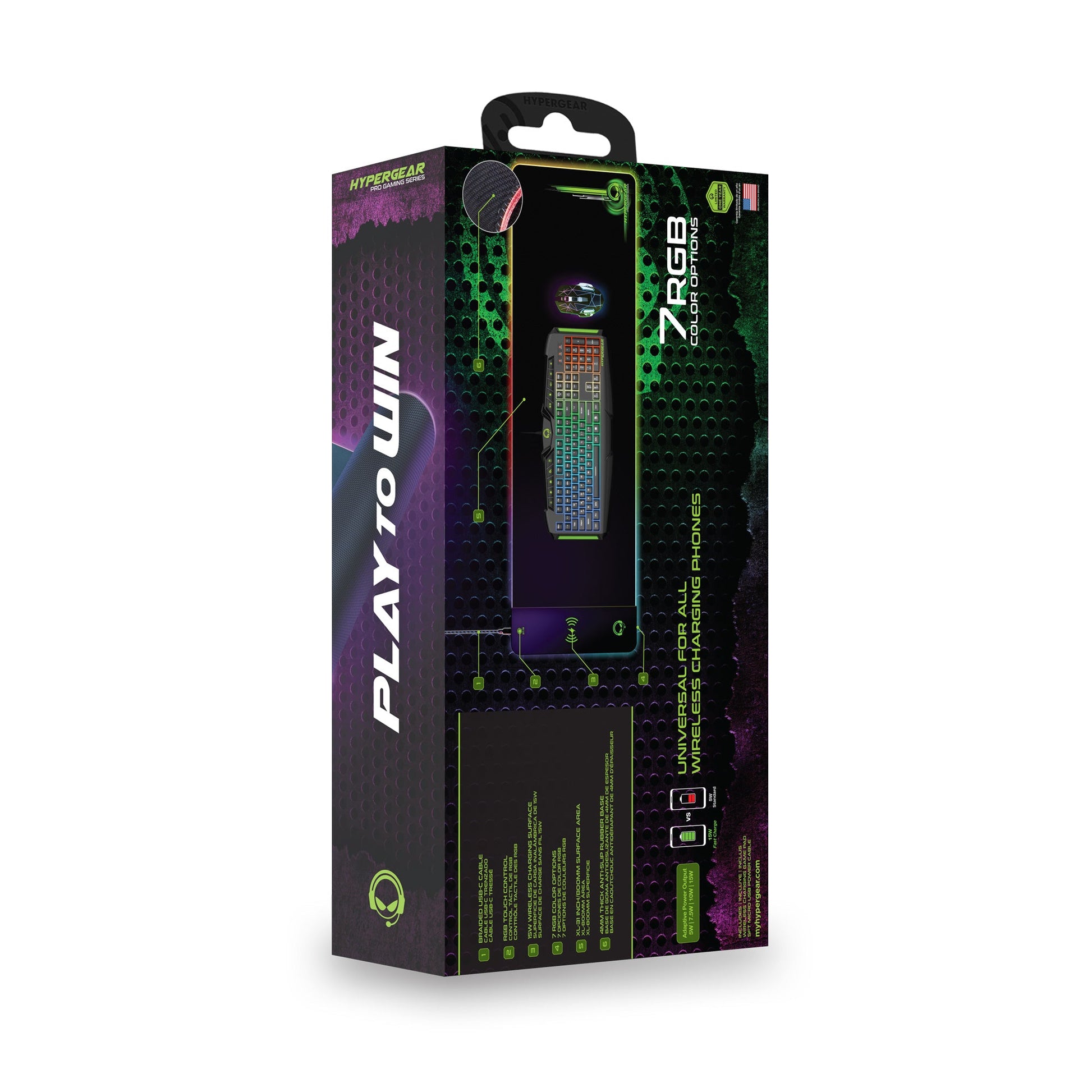 HyperGear Battle Charge Wireless Gaming Mouse Pad with Wireless Chargi