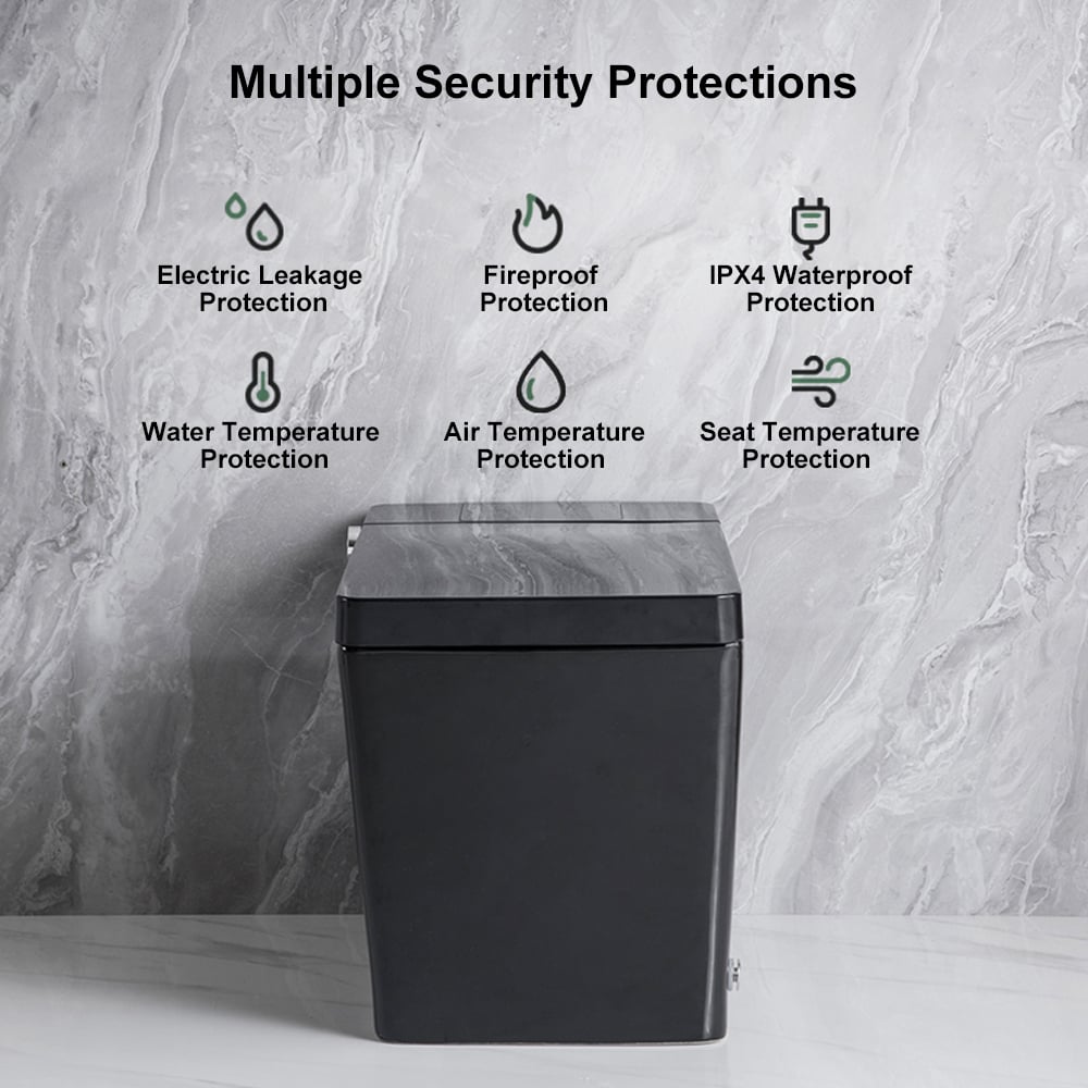 Cubera V1 Automatic Smart Square Bidet Toilet with Multi-Function Black 1.32 GPF
