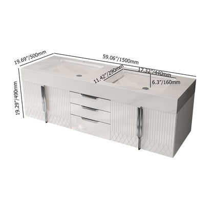 Bathroom vanity with dimensions labeled on a white background