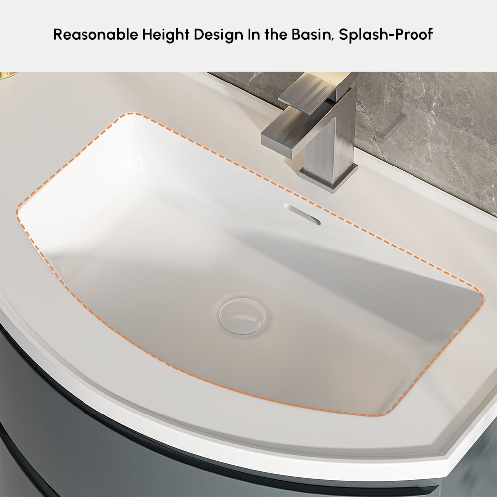 Bathroom Vanity Set 35.4" Modern Stone Resin Floating Bathroom Vanity with Sink