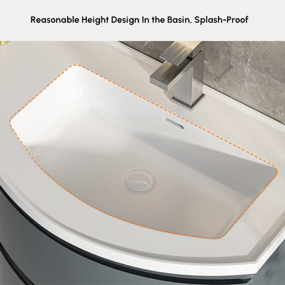 Bathroom Vanity Set 35.4" Modern Stone Resin Floating Bathroom Vanity with Sink