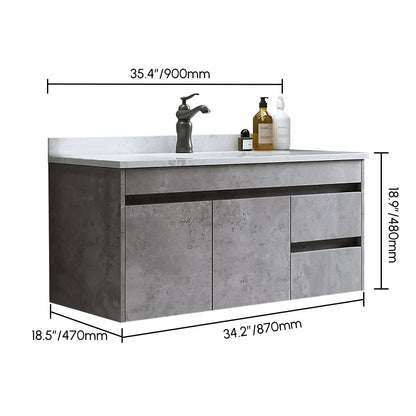 Bathroom vanity with dimensions labeled on a white background