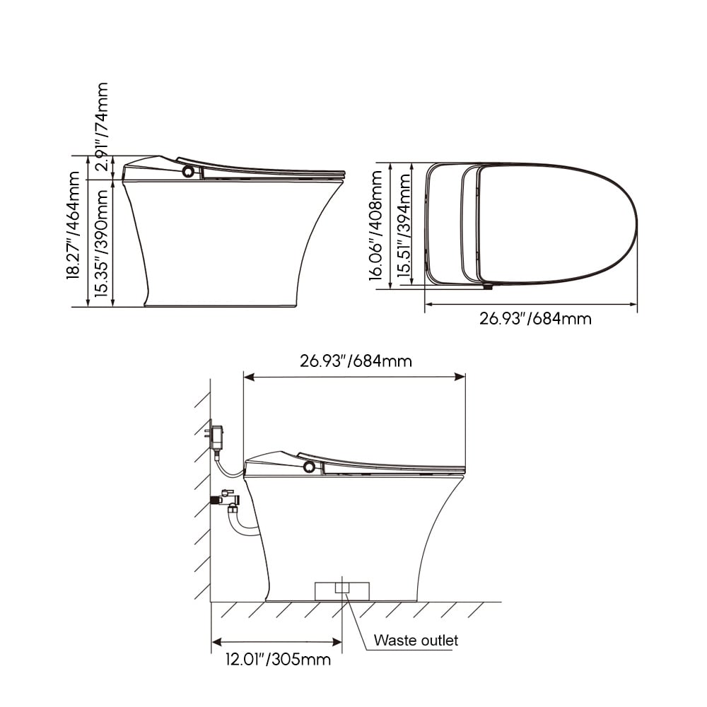 Nexin C1 Automatic Smart Bidet Toilet with Self-Cleaning Function 1.28 GPF
