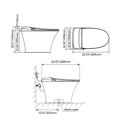 Nexin C1 Automatic Smart Bidet Toilet with Self-Cleaning Function 1.28 GPF