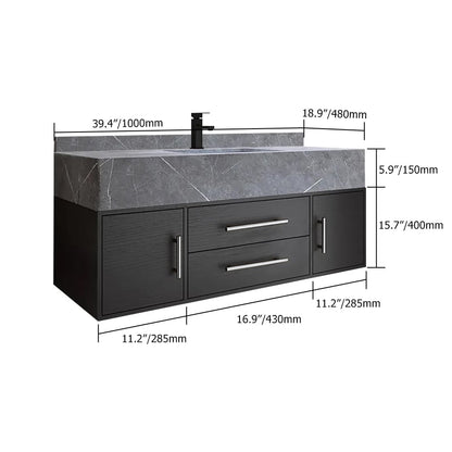 Bathroom vanity with dimensions labeled on a white background