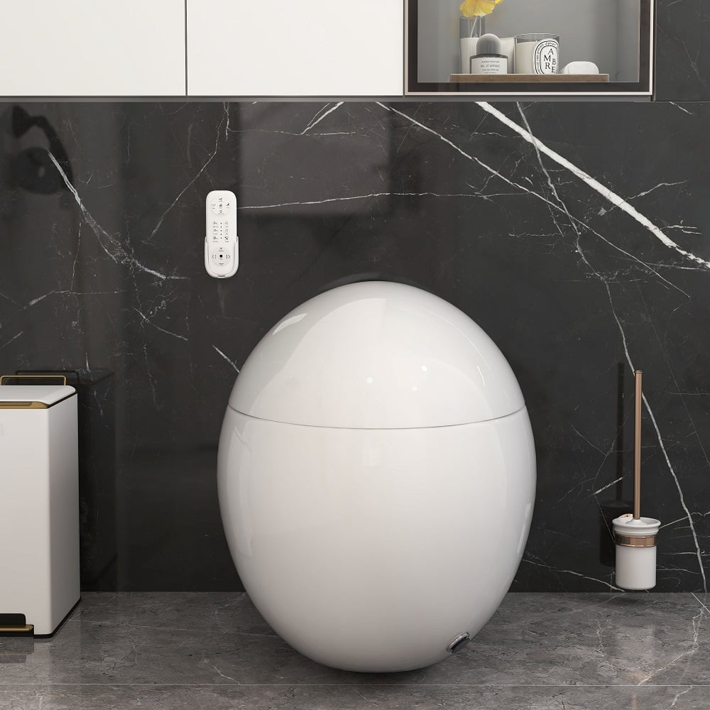 Oluxe G1 Set of Two Egg-Shaped Smart Bidet Toilet with Multi-Function Wand White