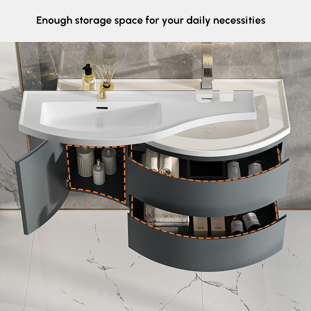 Bathroom Vanity Set 35.4" Modern Stone Resin Floating Bathroom Vanity with Sink