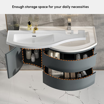 Bathroom Vanity Set 35.4" Modern Stone Resin Floating Bathroom Vanity with Sink