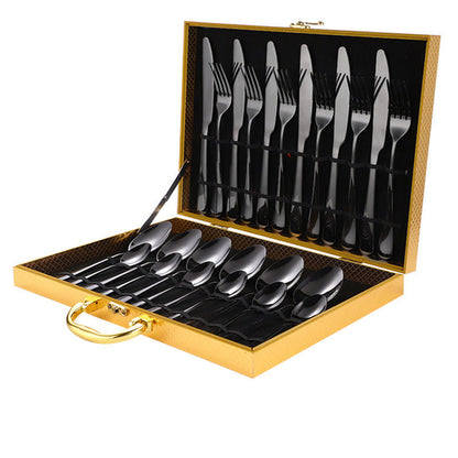24-Piece High-End Stainless Steel Tableware Set