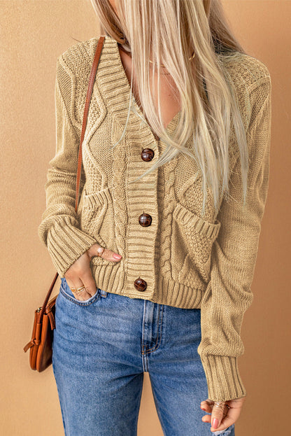 Black Button-Front Cardigan with Pockets