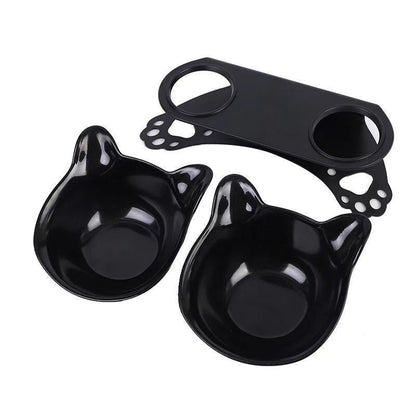 Pet Neck Protection Double Bowl Cat Paw Bottom Double Bowl 15 Degree S