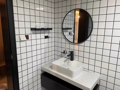 Bathroom Vanity Set 35.4" Modern Floating Bathroom Vanity White and Natural with Sink