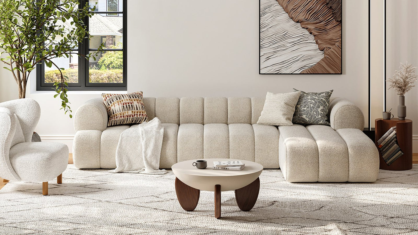 Nimbus 118" 3-Piece Channel Chenille Sectional Sofa with Chaise